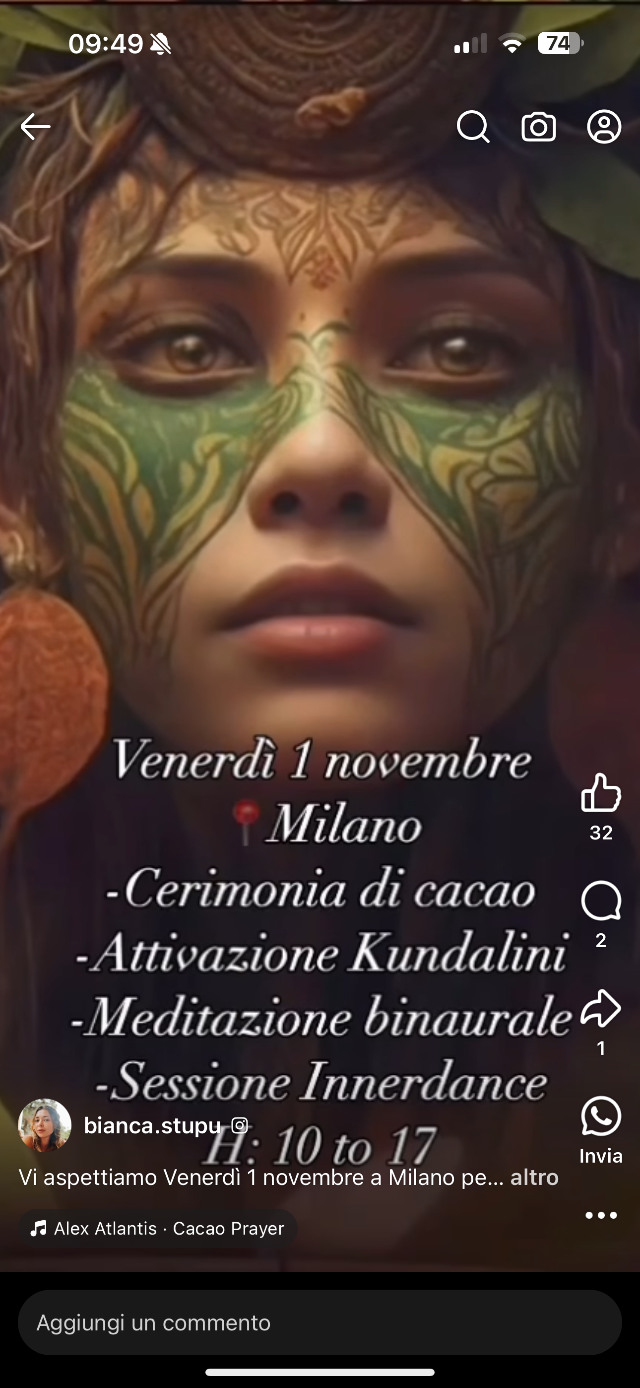 cerimonia del cacao kundalini activation inner dance milano bianca stupu fabio maielli